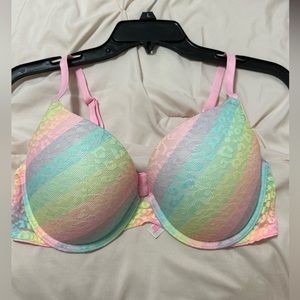 PINK by Victoria Secret push up ; lace pastel bra ; 36C